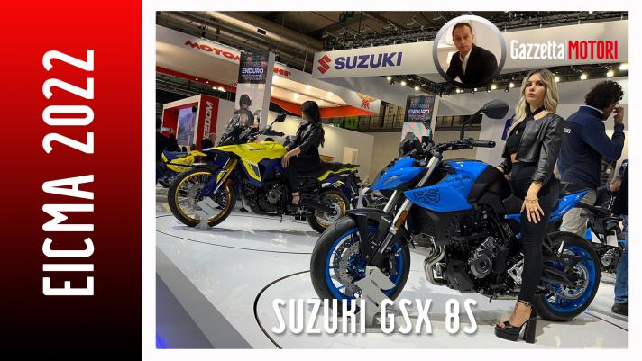 Suzuki ha presentato a Eicma la nuova naked Gsx-8S, dotata di un bicilindrico frontemarcia da 800 cc con 83 Cv. Costruita secondo il principio della leggerezza, si caratterizza per forme snelle, compatte e affilate. Questo modello fa debuttare la casa di Hamamatsu nel segmento delle fun bike. Arriverà nei concessionari da marzo 2023 ed è già prenotabile. Ancora non dichiarato il prezzo.