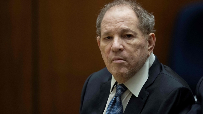 (FILES) In this file photo taken on October 4, 2022 former film producer Harvey Weinstein appears in court at the Clara Shortridge Foltz Criminal Justice Center in Los Angeles, California. - December 19, 2022 US jury finds Harvey Weinstein guilty on three counts of sex assault. (Photo by ETIENNE LAURENT / POOL / AFP)