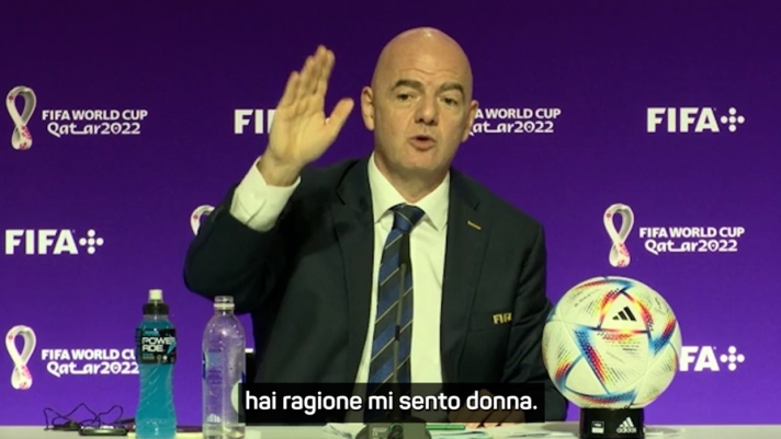 Durante la conferenza stampa del presidente della FIFA un giornalista gli chiede perché non avesse menzionato le donne tra le minoranze