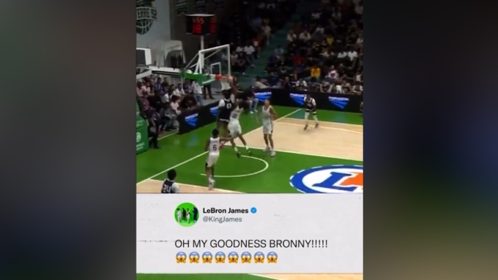 Ecco la reazione social di LeBron James davanti alla schiacciata del figlio Bronny in una partita di high school