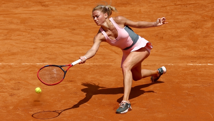 ROME, ITALY - MAY 14: Camila Giorgi of Italy plays a forehand shot against Karolina Muchova of the Czech Republic during the Women's Singles Third Round match during Day Seven of the Internazionali BNL D'Italia 2023 at Foro Italico on May 14, 2023 in Rome, Italy. (Photo by Alex Pantling/Getty Images)