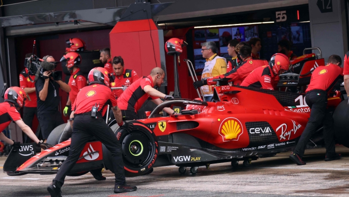 Ferrari's Monegasque driver Charles Leclerc gets in the box during the qualifying session for the Spanish Formula One Grand Prix at the Circuit de Catalunya on June 3, 2023 in Montmelo, on the outskirts of Barcelona. (Photo by NACHO DOCE / POOL / AFP)