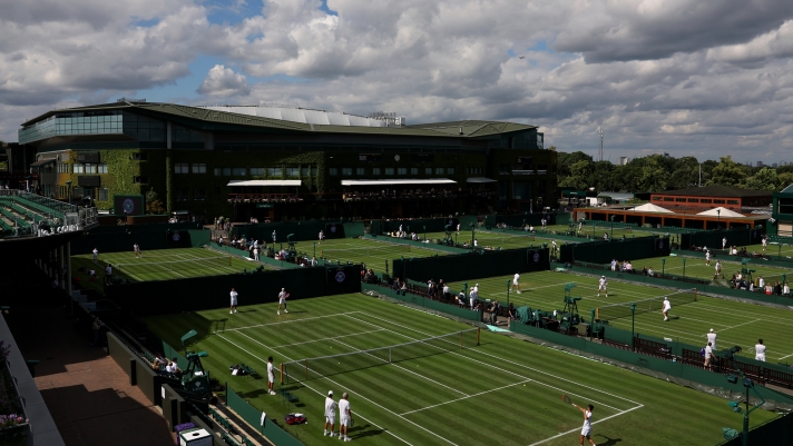 LONDON, ENGLAND - JULY 01: A general view ahead of The Championships - Wimbledon 2023 at All England Lawn Tennis and Croquet Club on July 01, 2023 in London, England. (Photo by Julian Finney/Getty Images)