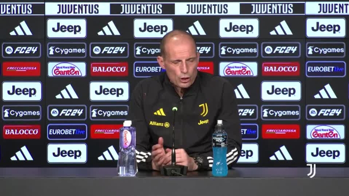 Il tecnico della Juventus in conferenza sulla possibile formazione titolare contro la Roma.