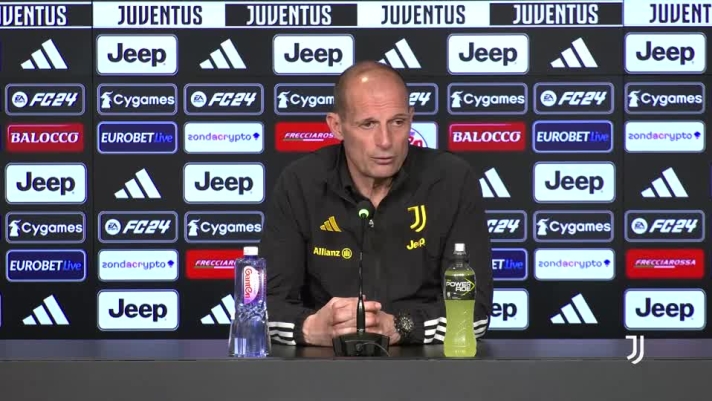 Il tecnico della Juventus in conferenza.