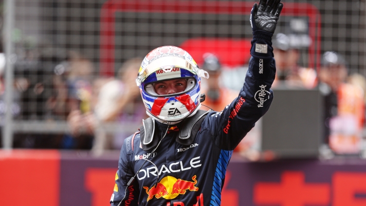 SHANGHAI, CHINA - APRIL 20: Sprint winner Max Verstappen of the Netherlands and Oracle Red Bull Racing celebrates in parc ferme during the Sprint ahead of the F1 Grand Prix of China at Shanghai International Circuit on April 20, 2024 in Shanghai, China. (Photo by Lars Baron/Getty Images)
