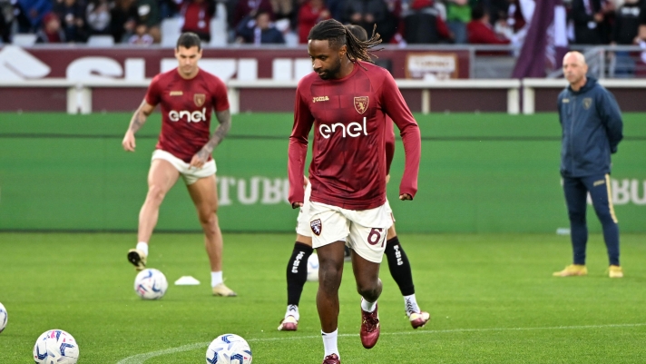 Torino?s players warms up during the Serie A soccer match between Torino and Milan at the Olimpico Grande Torino Stadium in Turin, Italy - Saturday, May 18, 2024. Sport - Soccer . (Photo by Tano Pecoraro/Lapresse)