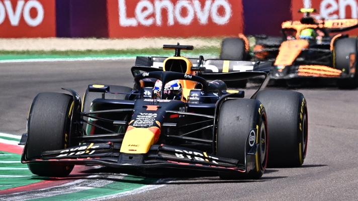 Red Bull Racing's Dutch driver Max Verstappen competes during the Emilia Romagna Formula One Grand Prix at the Autodromo Enzo e Dino Ferrari race track in Imola on May 19, 2024. (Photo by GABRIEL BOUYS / AFP)
