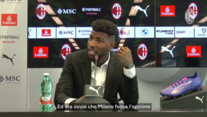 La conferenza stampa di presentazione di Emerson Royal. Il difensore brasiliano è arrivato al Milan dal Tottenham con un contratto fino al giugno 2028.