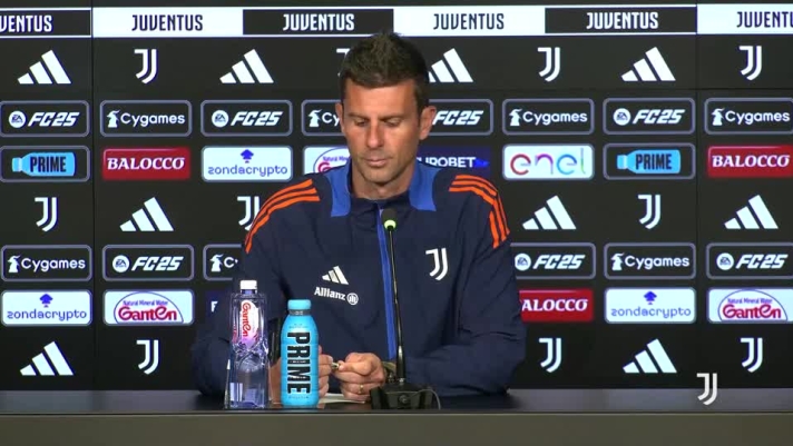 Il tecnico della Juventus in conferenza.