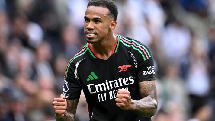 LONDON, ENGLAND - SEPTEMBER 15: Gabriel of Arsenal celebrates after the Premier League match between Tottenham Hotspur FC and Arsenal FC at Tottenham Hotspur Stadium on September 15, 2024 in London, England. (Photo by Justin Setterfield/Getty Images)