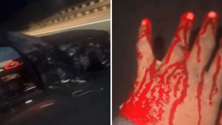 Un`auto distrutta, foto di una scena di incidente di Boniface