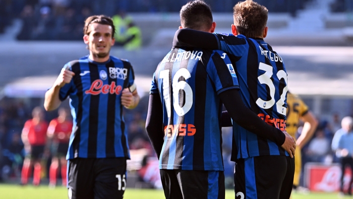 Atalanta's Raoul Bellanova celebrates after goal 2-1 during the Italian Serie A soccer match Atalanta BC vs Udinese Calcio at the Gewiss Stadium in Bergamo, Italy, 10 November 2024. ANSA/MICHELE MARAVIGLIA