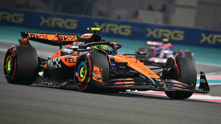 McLaren's British driver Lando Norris drives during the second practice session ahead of the Abu Dhabi Formula One Grand Prix at the Yas Marina Circuit in Abu Dhabi on December 6, 2024. (Photo by Andrej ISAKOVIC / AFP)