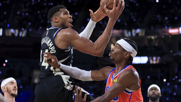 Milwaukee Bucks forward Giannis Antetokounmpo (34) shoots against Oklahoma City Thunder guard Shai Gilgeous-Alexander (2) during the second half of the championship game in the NBA Cup basketball tournament Tuesday, Dec. 17, 2024, in Las Vegas. (AP Photo/Ian Maule) 


associated Press / LaPresse
Only italy and Spain