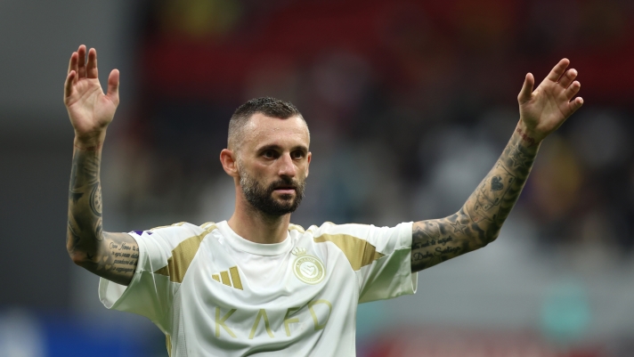 AL KHOR, QATAR - NOVEMBER 25: Marcelo Brozovic of Al-Nassr celebrates after the AFC Champions League Elite match between Al-Gharafa and Al-Nassr at Al Bayt Stadium on November 25, 2024 in Al Khor, Qatar. (Photo by Yasser Bakhsh/Getty Images)