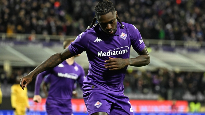 Fiorentina's foward Moise Kean celebrates after scoring a goal during the Italian serie A soccer match ACF Fiorentina vs Udinese Calcio at Artemio Franchi Stadium in Florence, Italy, 23 December 2024
ANSA/CLAUDIO GIOVANNINI