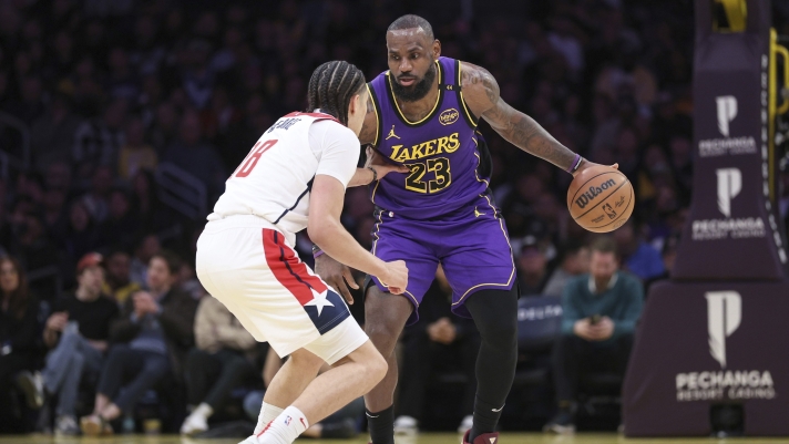 LeBron James, impegnato nella sfida tra Los Angeles Lakers e Washington Wizards