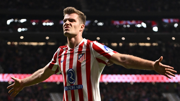  Alexander Sorloth of Atletico de Madrid celebrates scoring his team's fourth goal during the LaLiga EA Sports match between Atletico de Madrid and RCD Espanyol de Barcelona at Riyadh Air Metropolitano on February 21, 2026 in Madrid, Spain. (Photo by Denis Doyle/Getty Images)