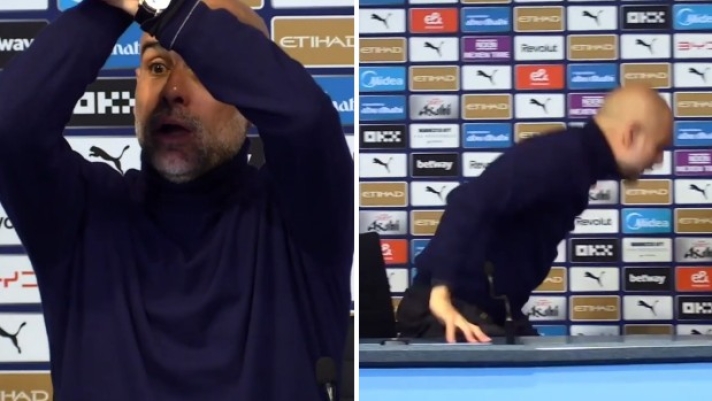 Guardiola dice "Come on you irons" in conferenza stampa dopo la vittoria per 3-0 del Manchester City sul Brentford del 9 maggio 2026.