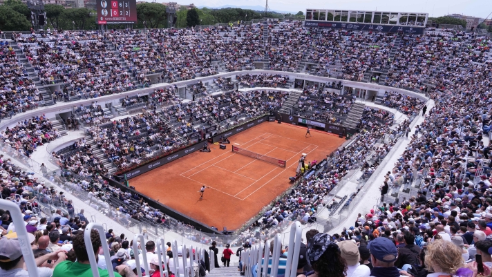 the central field during the match between Alexei Popyrin (AUS) vs Matteo Berettini (ITA) at the Italian Open in Rome, Thursday, May 7, 2026. (Alfredo Falcone/LaPresse)