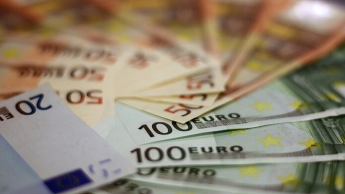 Closeup on pile of euro banknotes. Free public domain CC0 image.