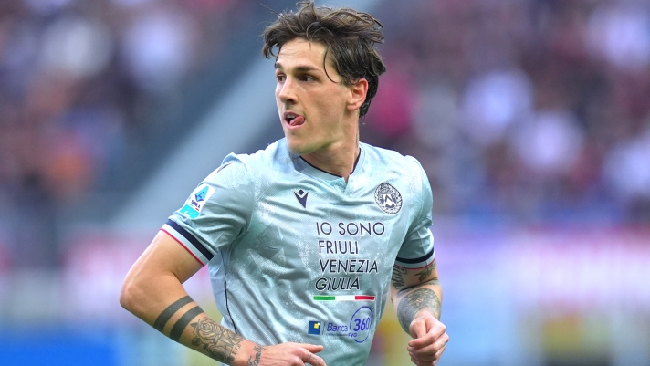 Udinese?s Nicolo Zaniolo  during the Serie A soccer match between Ac Milan and Udinese  at the San Siro  Stadium in Milan , north Italy - Saturday , April 11 , 2026 . Sport - Soccer . (Photo by Spada/LaPresse)