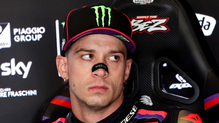 epa13102732 Italian MotoGP rider Marco Bezzecchi of Aprilia Racing prepares for the Free Practice Nr.2 session during the free practice session of the motorcycling Grand Prix of Germany at the Sachsenring racing circuit in Hohenstein-Ernstthal, Germany, 10 July 2026. The Motorcycling Grand Prix of Germany takes place on 12 July.  EPA/FILIP SINGER