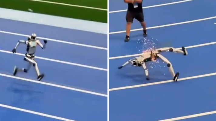 Robot umanoide corre i 100 m, perde il controllo ed esplode