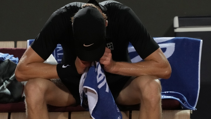Jannik Sinner during the match between Jannik Sinner (ITA) vs Daniil Medvedev at the Italian Open in Rome, Friday, May 15, 2026. (Alfredo Falcone/LaPresse)