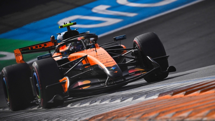 McLaren's British driver Lando Norris drives during the qualifying race of the Formula One Dutch Grand Prix at The Circuit Zandvoort, western Netherlands, on August 22, 2026. (Photo by JOHN THYS / AFP)