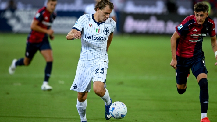 F.C. Internazionale's Nicolò Barella in action during the Serie A soccer match between Cagliari Calcio and F.C. Internazionale at the Unipol Domus in Cagliari, Sardinia -  Sunday 30th august 2026. Sport - Soccer (Photo by Gianluca Zuddas/Lapresse)
