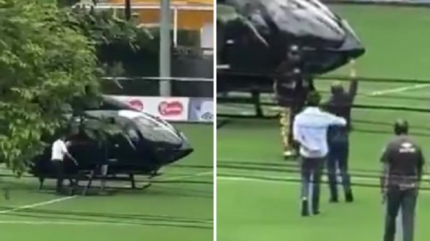 Neymar arriva in elicottero per l&#x27;allenamento con il Santos