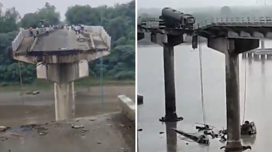 Il ponte crolla, veicoli cadono nel fiume: il video spaventoso in India Il ponte crolla, veicoli cadono nel fiume: il video spaventoso in India