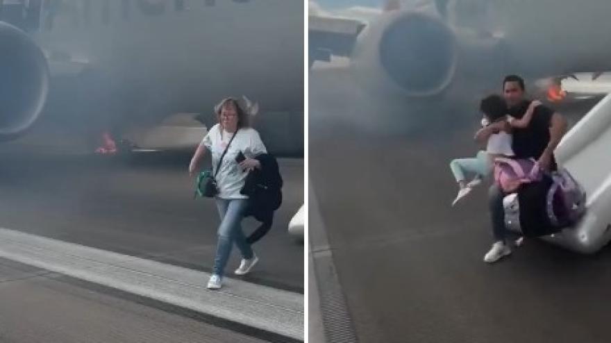 Aereo in fiamme, panico tra i passeggeri: l Aereo in fiamme, panico tra i passeggeri: l