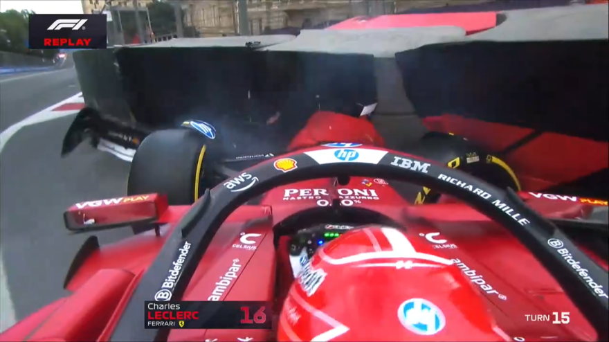 Disastro Leclerc: a muro nelle qualifiche a Baku Disastro Leclerc: a muro nelle qualifiche a Baku