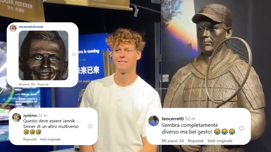 Sinner diventa una statua guerriero! Il regalo dei cinesi divide il web