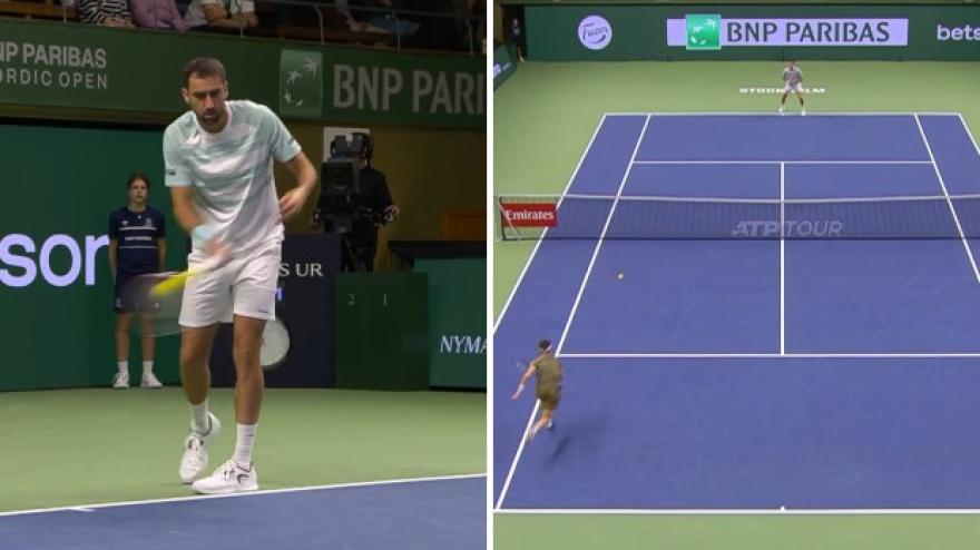 cilic le prova tutte per battere ruud guardate che combina al servizio