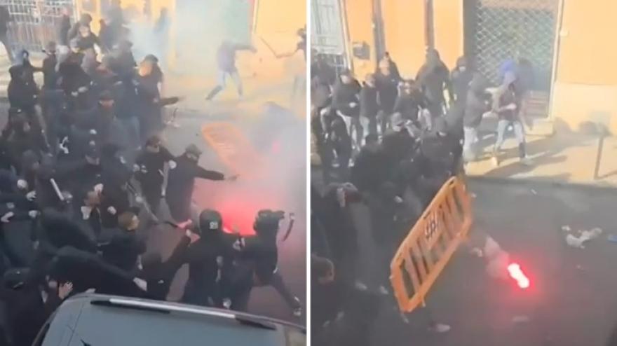 Tensione prima di Pisa Verona: violenti scontri tra tifosi vicino allo stadio Tensione prima di Pisa Verona: violenti scontri tra tifosi vicino allo stadio