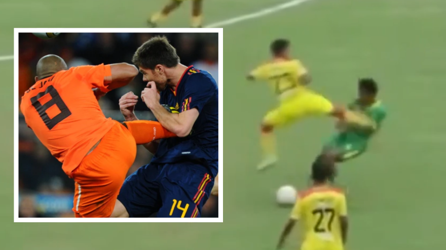 Fallaccio alla "De Jong" in Indonesia: gamba tesa sul petto e costole rotte