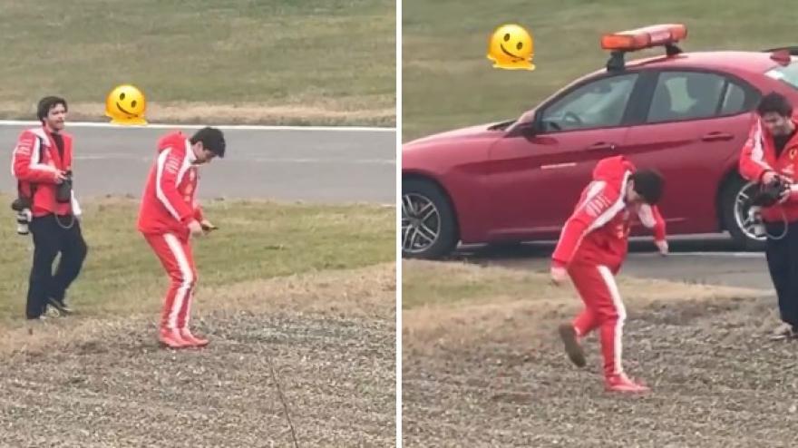 Leclerc, disavventura esilarante a Fiorano: pesta una... e reagisce così