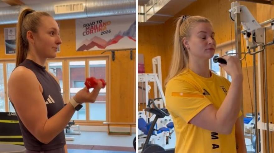 Le slittiniste tedesche allenano i gesti italiani in palestra