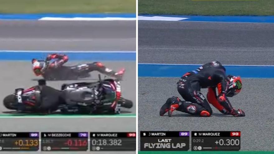 Bezzecchi, caduta e pole: guarda la scivolata nelle qualifiche di Buriram