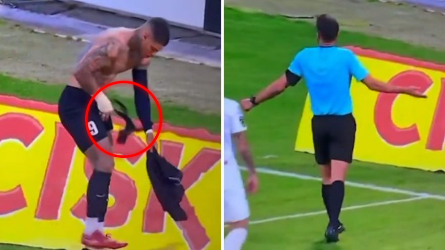 Si toglie la maglia ma è già ammonito: guardate che fa per ingannare l