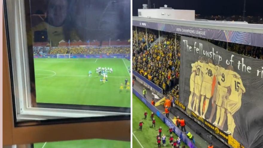 La sua finestra dà sulla curva dello stadio: il video del tifoso del Bodo è surreale