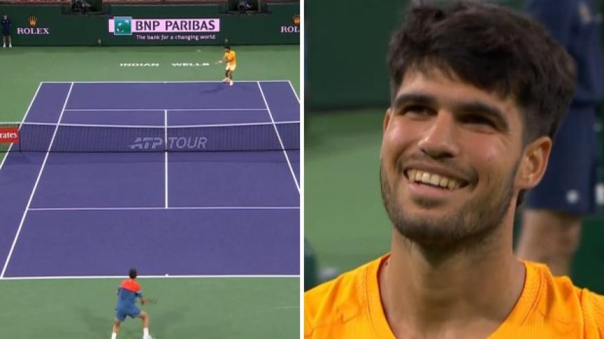 Alcaraz, punto talmente bello che lui e Norrie scoppiano a ridere