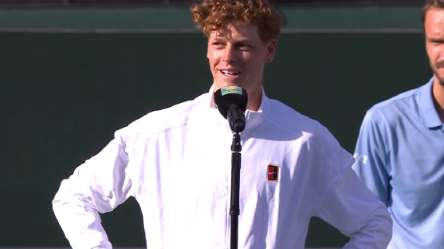 Sinner, il discorso dopo la vittoria a Indian Wells e la dedica a Kimi Antonelli