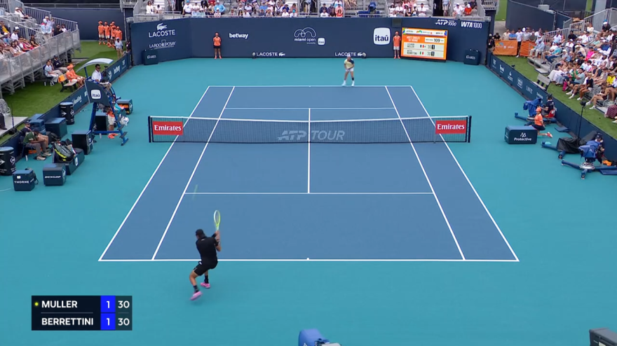Berrettini-Muller: highlights Atp Miami, il rovescio di Matteo è imprendibile