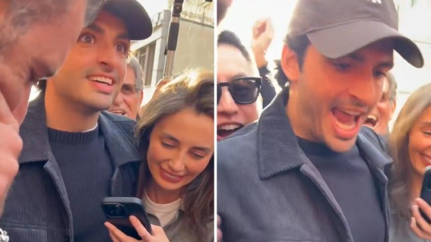 Sainz impazzisce per Pogacar: l'esultanza dello spagnolo all'arrivo a Sanremo