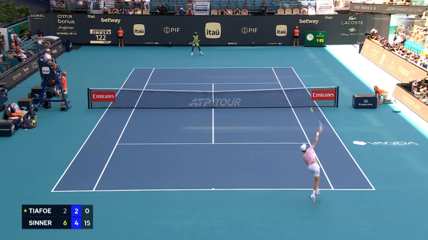Sinner, smash da fondocampo con Tiafoe: sentite la reazione di Miami